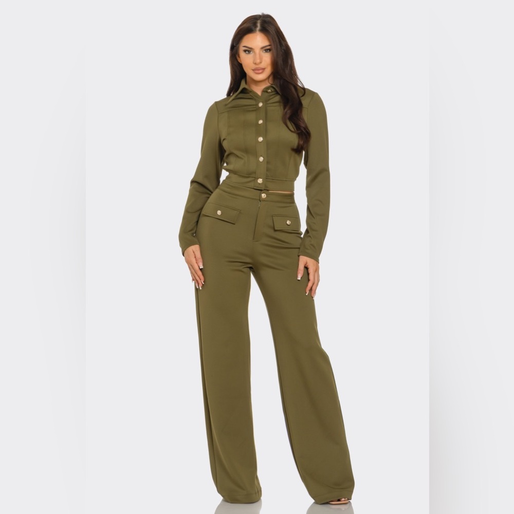 More Than Business Olive Pant Set